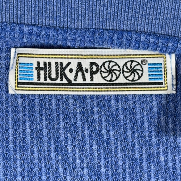 Vintage Hukapoo Polo Shirt Adult MEDIUM Blue Textured Waffle Knit Golf 90s - Picture 5 of 11